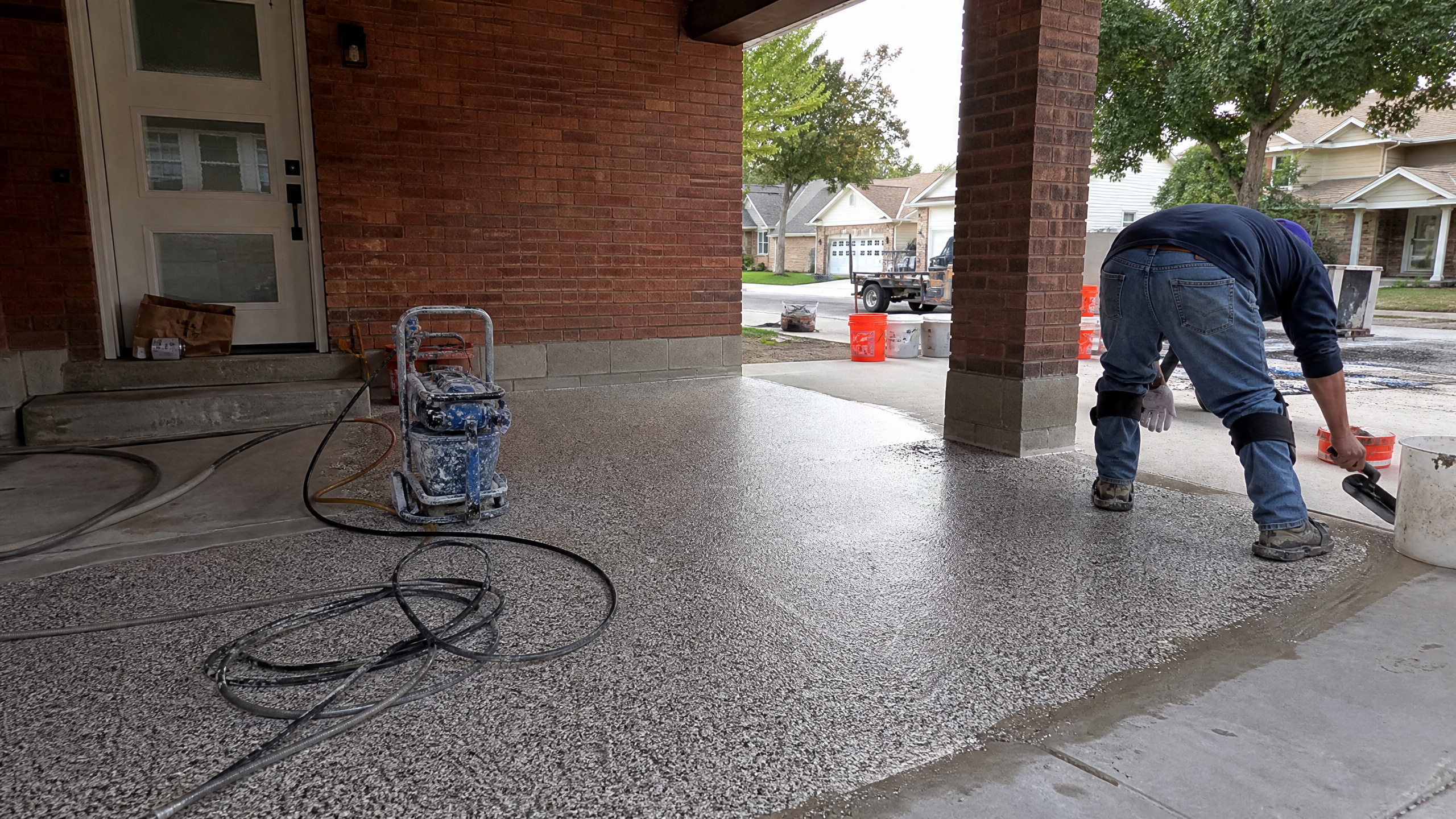 Patio & Porch Coatings in progress at a American residential property — professional service in Sumter County, SC